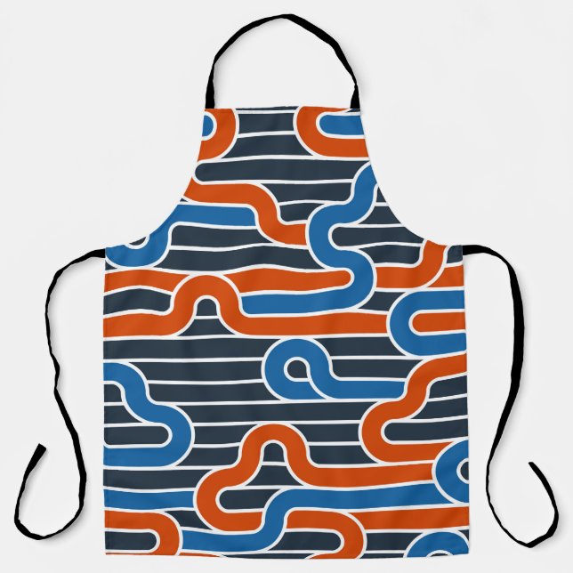 Lined seamless vintage pattern with twisted lines, apron (Front)