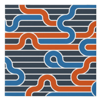 Lined seamless vintage pattern with twisted lines, faux canvas print