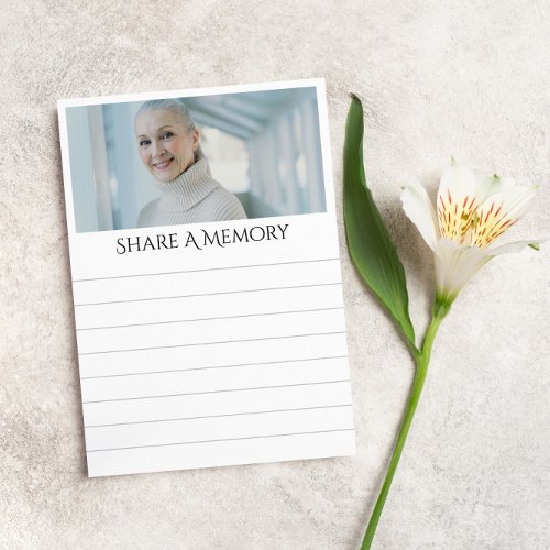 Lined Share A Memory Funeral Memorial Photo Note Card