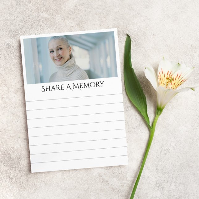 Lined Share A Memory Funeral Memorial Photo Note Card (Creator Uploaded)