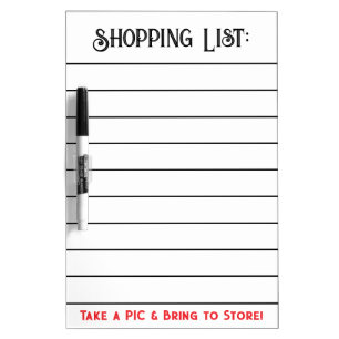 Lined Shopping List Black Red Dry Erase Board