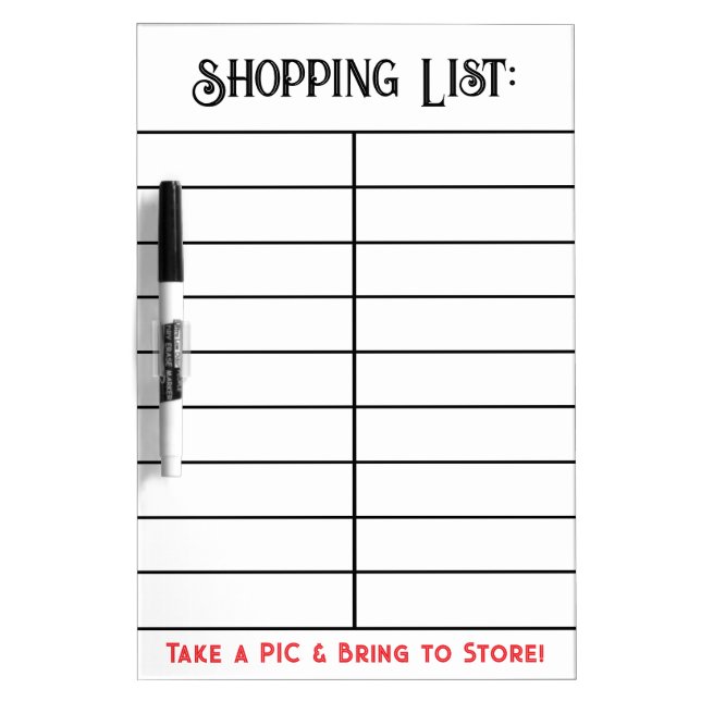 Lined Shopping List Black Red  Dry Erase Board (Front)