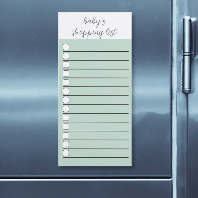 Lined Shopping List Sage Green Checkbox Magnetic Notepad (Add your name to this useful magnetic shopping list checkbox notepad)
