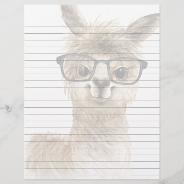 Lined Smart Alpaca Letterhead Paper (Front)