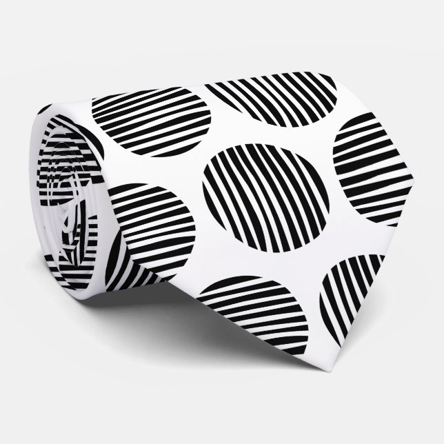 Lined Spots 190917 - Black on White Neck Tie (Rolled)