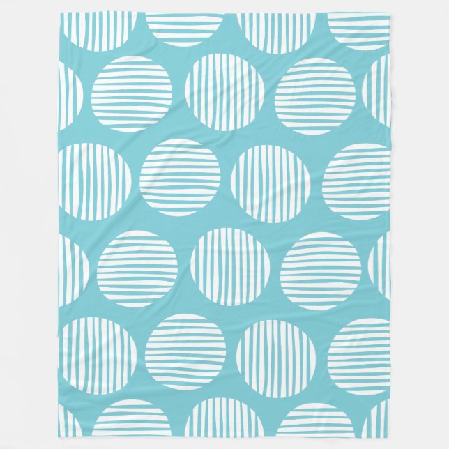 Lined Spots 190917 - White on Robin Egg Blue Fleece Blanket (Front)