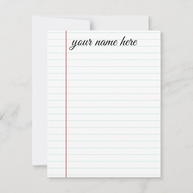 Lined Stationery Notecards Personalized (Front)