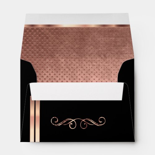 Lined Texture Rose Gold and Black with Script Text Envelope