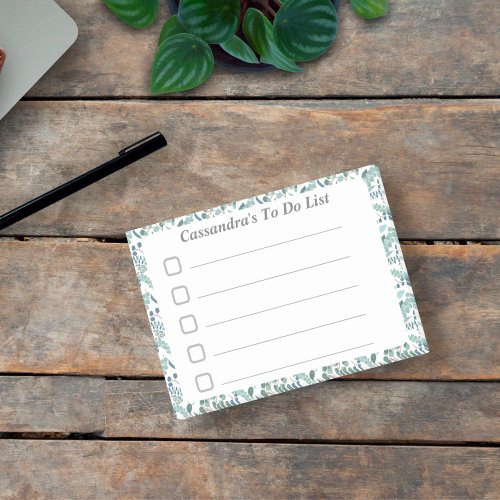 Lined To Do List Blue Green Foliage Rectangle Post_it Notes