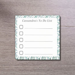 Lined To Do List Blue Green Foliage Sticky Post-it Notes