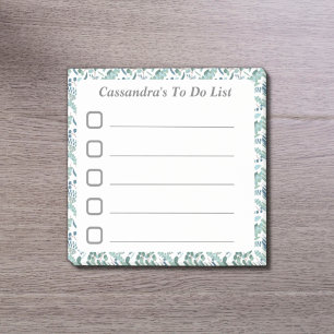 Lined To Do List Blue Green Foliage Sticky Post-it Notes