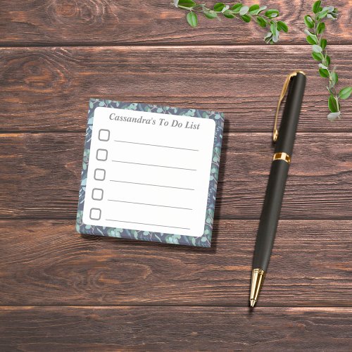 Lined To Do List Blue Teal Foliage Sticky Post_it Notes