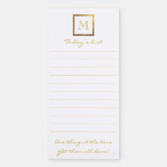 Lined To Do List Gold Double Framed Monogram Magnetic Notepad