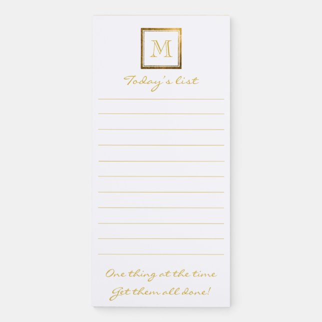 Lined To Do List Gold Double Framed Monogram Magnetic Notepad (Front)