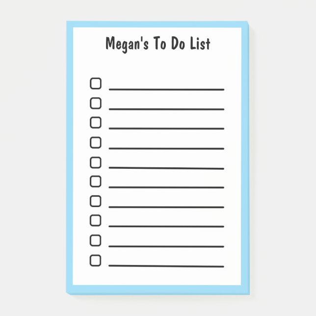 Lined To Do List Light Blue Notes  (Front)