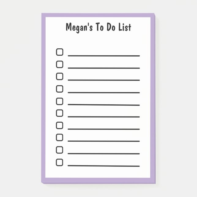 Lined To Do List Purple Sticky Notes  (Front)