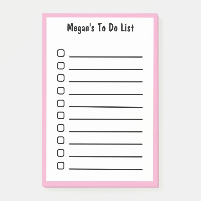 Lined To Do List Soft Pink Magenta Sticky Notes  (Front)