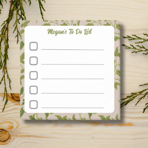 Lined To Do List with Green Leafy Vines Sticky Post-it Notes