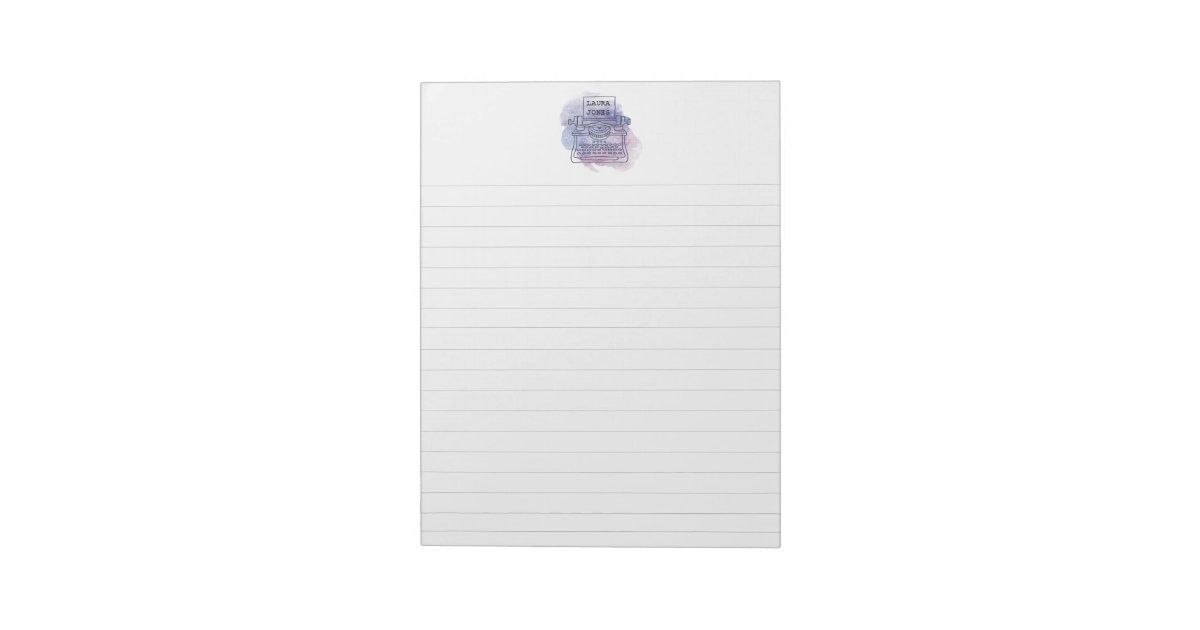 Lined Typewriter Personalized Custom Letterhead Notepad Zazzle