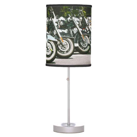 Lined Up V-Twin American Made Motorcycles Table Lamp (Front)