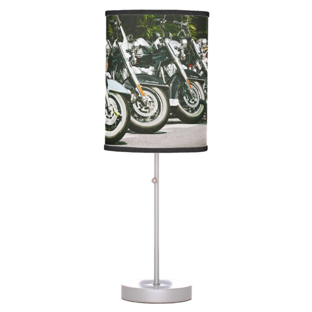 Lined Up V-Twin American Made Motorcycles Table Lamp (Front)