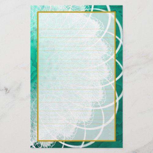 Lined White Lace on Green Texture Stationery