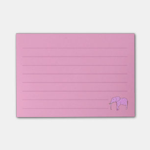 Lined White Polka Dots Pink Elephant Post it Notes