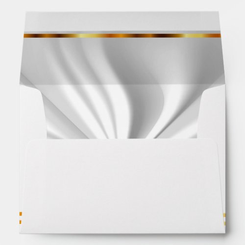 Lined White Satin  Gold Bars Acccents Envelope