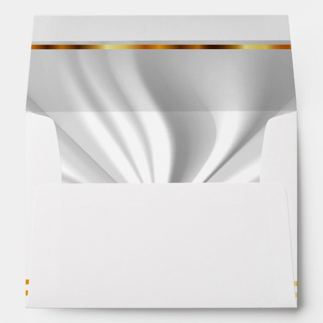 Lined White Satin & Gold Bars Acccents Envelope (Back (Bottom))