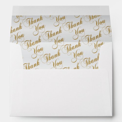 Lined White with Gold Thank You Script Envelope