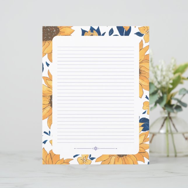 Lined writing paper - sunflowers (Standing Front)