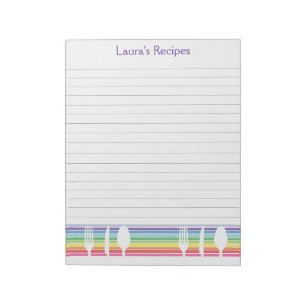 Lined Writing Recipe Pages Personalized Pad