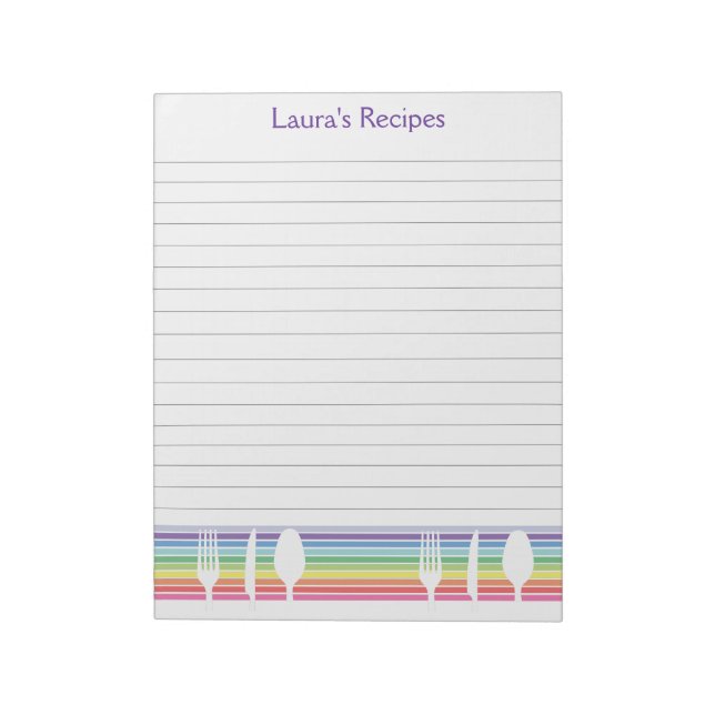 Lined Writing Recipe Pages Personalized Pad (Rotated)