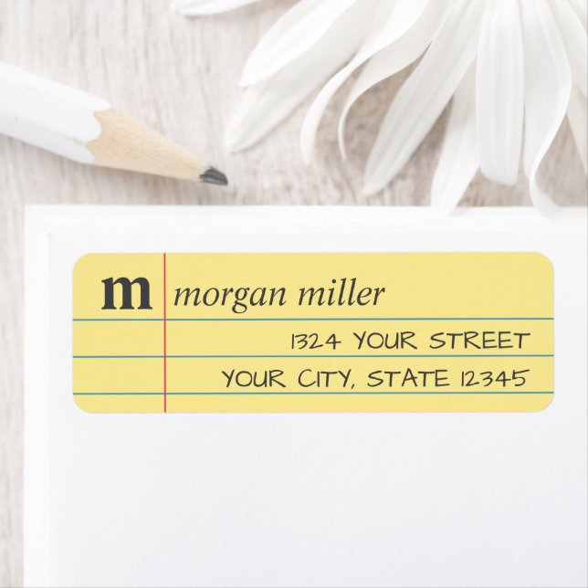 Lined Yellow Hand-Writing Return Address Label (Insitu)