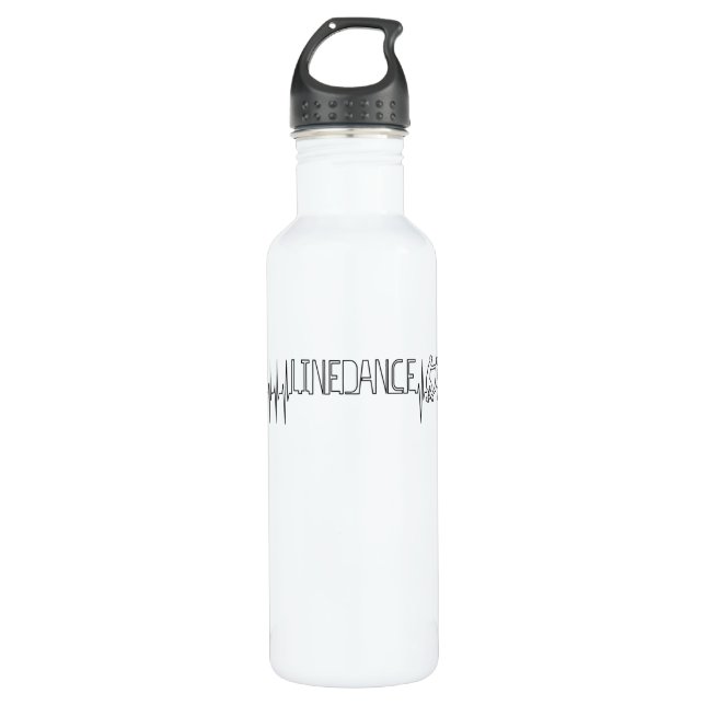 Linedance Line Dance Heartbeat Stainless Steel Water Bottle (Front)