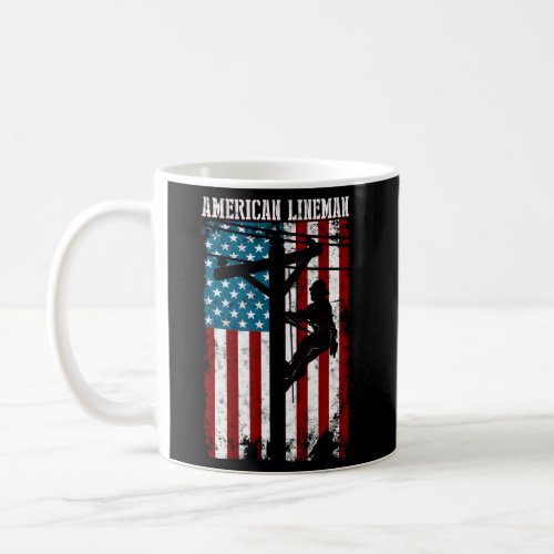 Lineman American Flag Electric Cable Patriotic Lin Coffee Mug