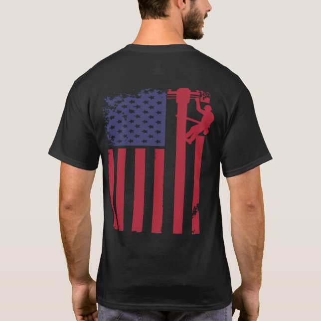 Lineman American Flag T-Shirt (Back)