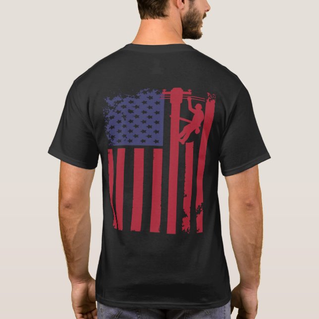 Lineman American Flag T-Shirt (Back)