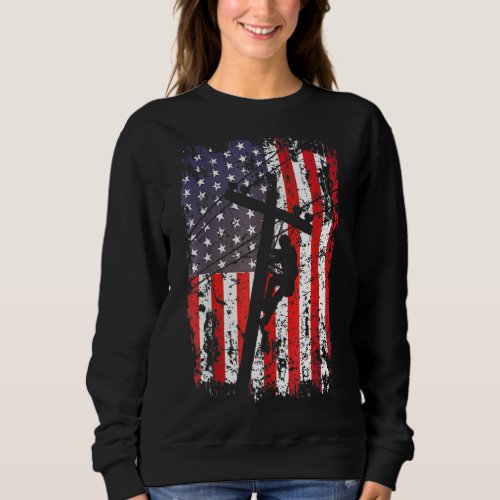 Lineman American Flag Usa Patriotic Lineman 2022 Sweatshirt
