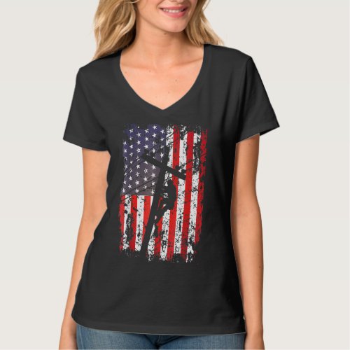 Lineman American Flag Usa Patriotic Lineman 2022 T_Shirt