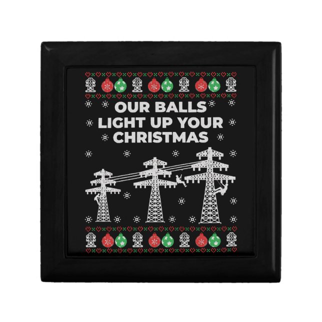 Lineman Christmas Our Balls Light Up Gift Box (Front)