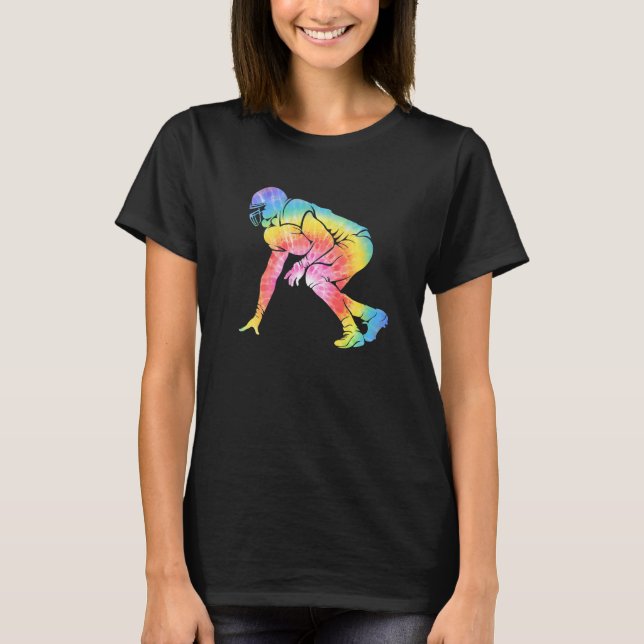 Lineman Football Player Tie Dye Sport Football Fan T-Shirt (Front)