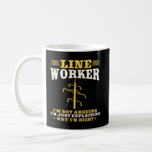 Lineman Gifts Line Worker Image On Back Of Shirt Coffee Mug
