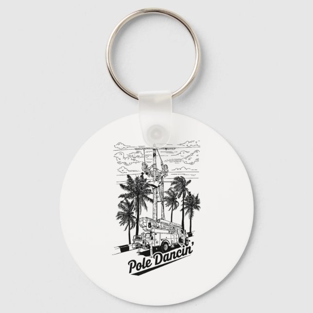 Lineman Le Dancin' Electrician Gift For Men Husban Keychain (Front)