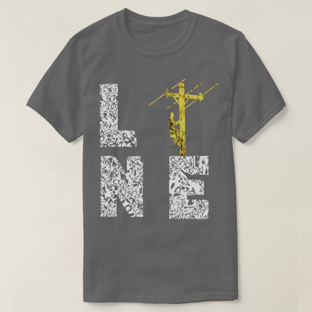 Lineman Linesman Electric Cable Lines Lineworker   T-Shirt (Design Front)