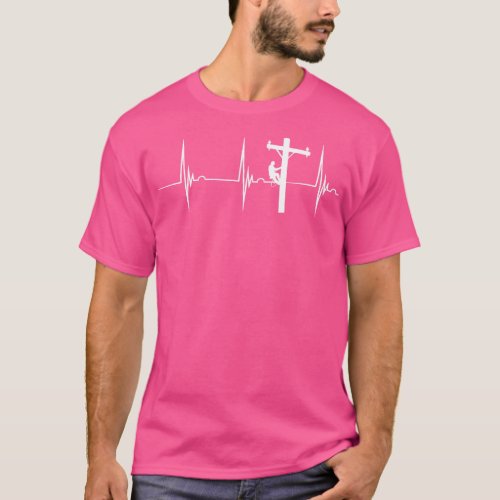 Lineman Lineworker Heartbeat EKG Pulse Electric Ca T_Shirt
