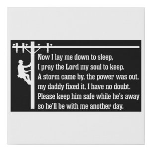 Lineman Prayer Daddy Safe Faux Canvas Print
