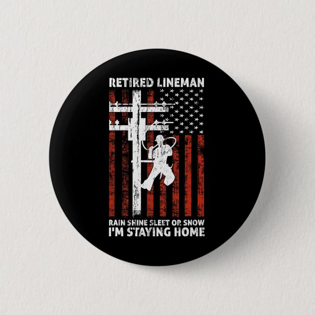 Lineman Retirement 4th Of July Funny Novelty Man W Button (Front)