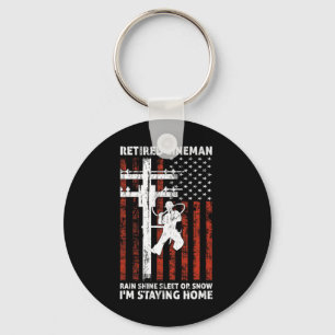 Lineman Retirement 4th Of July Funny Novelty Man W Keychain