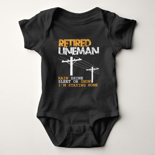 Lineman Retirement Funny Electrician Occupation Baby Bodysuit (Front)